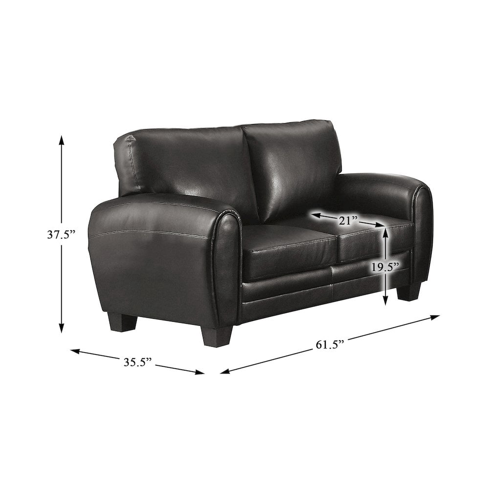 Lexicon Rubin Bonded Leather Loveseat in Black