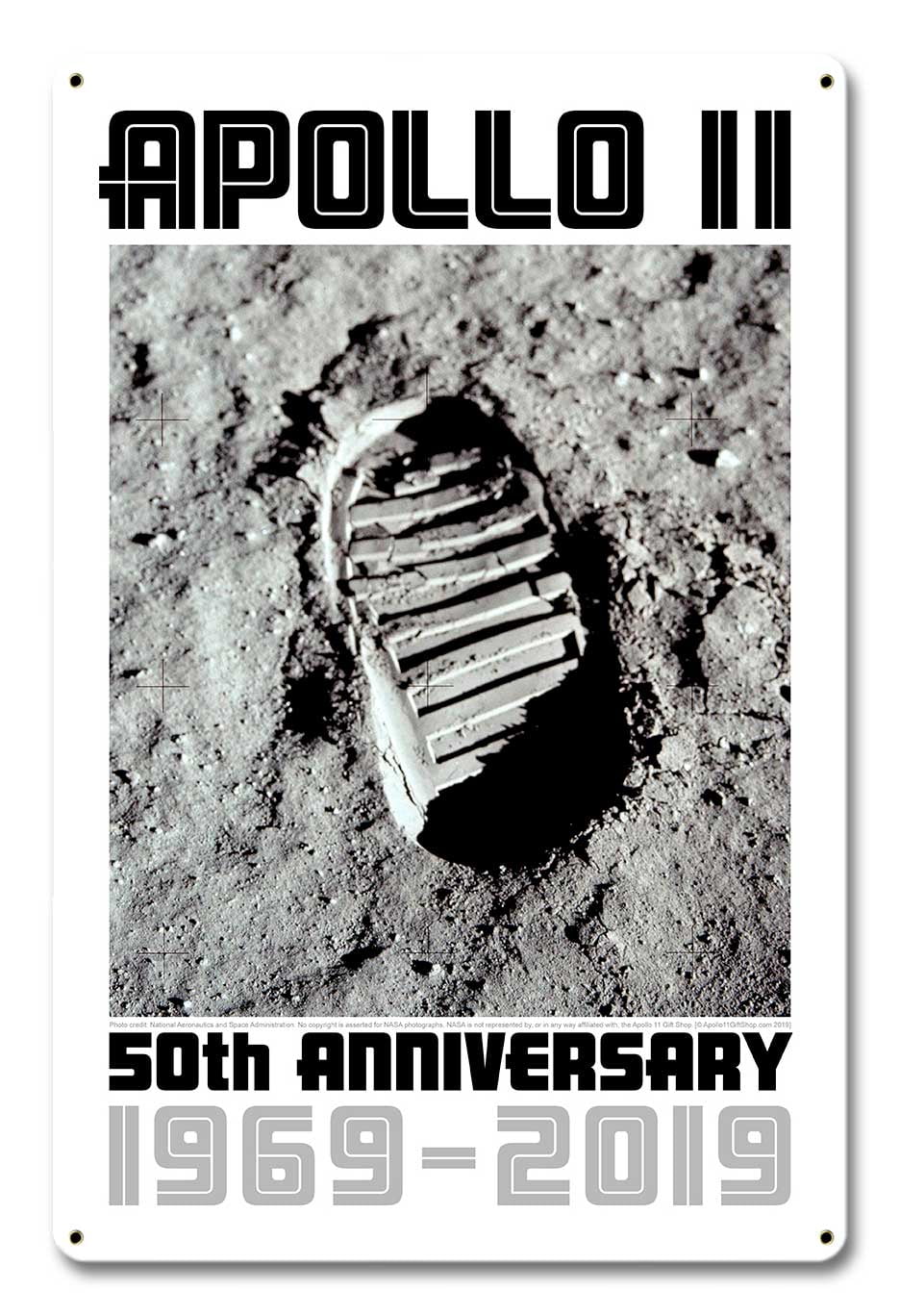 Apollo 11 50th Anniversary Bootprint Boot Print in Lunar Soil White ...