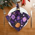 thumbnail image 2 of 4 Pack 20'' x20" Satin Table Napkins Dinner Napkins for wedding Party Decoration events Purple Flowers and Pumpkins, 2 of 6