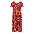 thumbnail image 4 of gljltg Women's Casual Flower Print Tiered Maxi Dress with Pockets, Polyester Spandex Lightweight Breathable Summer Winter, Beach Travel Work Party Outfit, Easy Care Washable, 4 of 6
