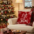 thumbnail image 2 of PuSpu Xmas Linen Pillow Cover 45x45 cm, Snowflake/Plaid Print, Soft Short Fabric, Festive Red-White Cushion Case for Sofa, Holiday Décor, Zipper Closure, Durable & Washable, Seasonal Home Accent, 2 of 6