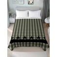 thumbnail image 4 of Sage Green Black Plaid Flat Sheets Only Queen Size, Soft Breathable Bed Top Sheets for Mattress, Vintage Star Buffalo Check Rustic Luxury Bedding Flat Sheets for Home Hotel Bedroom Bed Protection, 4 of 9