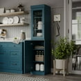 thumbnail image 4 of Palace Imports 100% Solid Wood 16.5" Kitchen Pantry Storage Cabinet with Glass Door and Adjustable Shelves, Teal Blue, 4 of 4