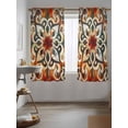 thumbnail image 3 of Burnt Orange Green Curtains 72 Inch Length, Sheer Curtains for Bedroom Living Room Window Vintage Abstract Flowers Rod Pocket Voile Drapes Kitchen Curtains Small Half Window 52"x72" 2 Panels, 3 of 6