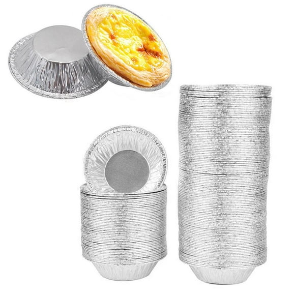 200 counts Disposable Baking Tinfoil Cupcake Circular Egg Tart Mold Cups