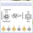 thumbnail image 2 of 1 caja con 100 dijes de flores doradas y plateadas. Dije floral de aleación de metal plateado y dorado. Lindo dije pequeño de flor de planta primaveral., 2 of 6
