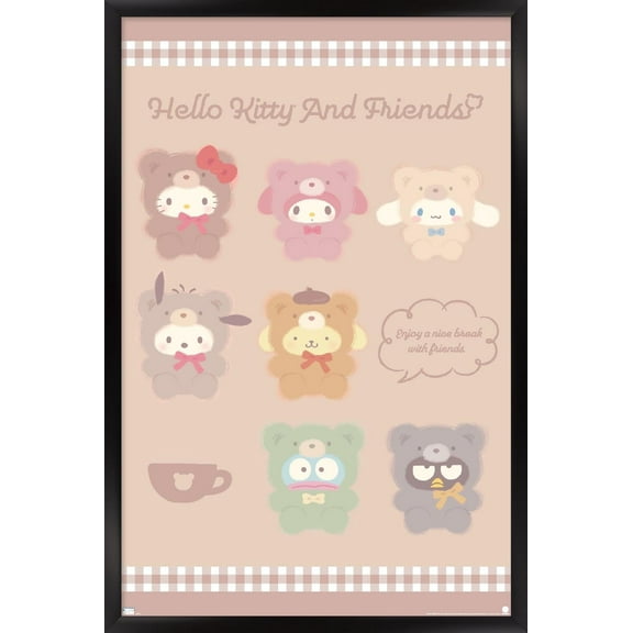 Hello Kitty and Friends: 24 Latte - Group Wall Poster, 14.725" x 22.375" Framed