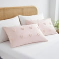 thumbnail image 5 of Nayoroom 3 Pieces Pink Tufted Heart Dot Queen Duvet Cover Boho Ultra Soft Jacquard Embroidery Shabby Chic Washed Microfiber Bedding Set, 5 of 5