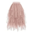 thumbnail image 1 of Falda de Cintura Alta Estrella Primavera Verano Puff Pastel Mitad de Longitud Malla Hilo Falda, Poliéster Color Sólido, 1 of 3