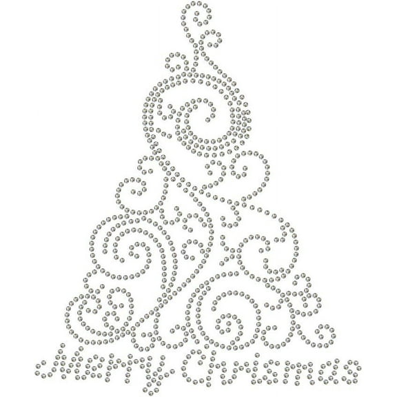 Curly Christmas Tree Rhinestonet Iron on Transfer 11.7x8.3 Inch Heat Transfer Decal Bling Patch Clear Rhinestone Template Clothing Repair Applique
