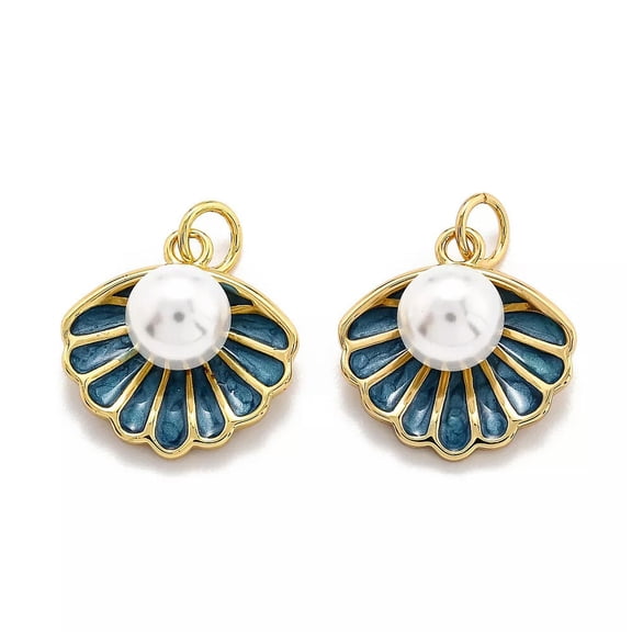 U8MO 5x Blue Pearl Shell Charms Pendants for Jewelry Making Necklace Earrings DIY