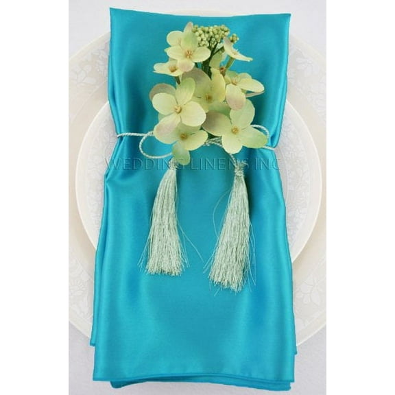 Wedding Linens Inc. (10pcs) 20'' x20" Satin Table Napkins for wedding Party Decoration events - Turquoise