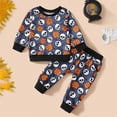 thumbnail image 2 of NOLDARES Toddler Boy Girl Halloween Outfit Pumpkin Print Crewneck Sweatshirt Ghost Pants Set Baby Fall Winter oversize Clothes(Black,0-6 M), 2 of 4