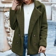 thumbnail image 4 of Ecqkame Women's 2023 Fashion Winter Coat Long Sleeve Lapel Zip Up Faux Shearling Fuzzy Oversized Shacket Jacket Green M, 4 of 9