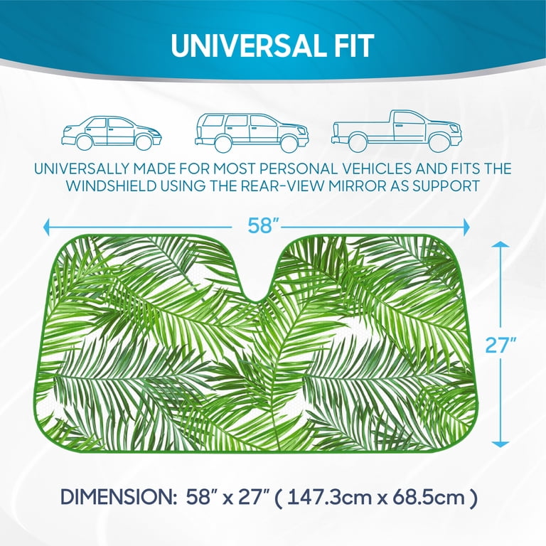 BDK Tropical Leaves Auto Windshield Sun Shade, 58" x 28" photo 5
