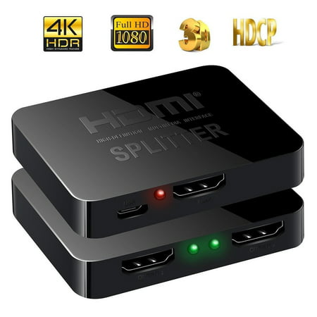 HDMI Splitter 1 in 2 out,Powered Amplifier Splitter For Full HD 1080P/ 3D/ 4K Come with High Speed HDMI Cable for Xbox PS4 PS3 Fire Stick Roku Blu-Ray Player Apple TV (Best Hdmi Splitter For Roku)