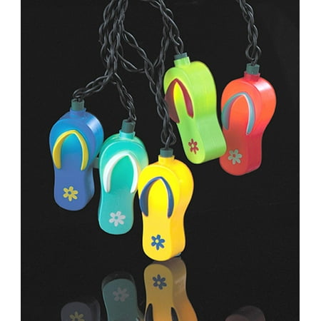 Set Of 10 Beach Party Flip Flop Summer Patio Garden Novelty Lights Set Of 10 Beach Party Flip Flop Summer Patio Garden Novelty Lights Green Wire