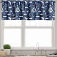 thumbnail image 3 of Ambesonne Navy Blue Valance & Curtain, Grunge Anchor Ship, 55"x36", Blue White, 3 of 7