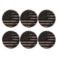 thumbnail image 2 of Honeii American Flag with Desert Camouflage Print Leather Coaster Set of 6, Ideal for Safeguarding Your Furniture from Drinks Spills and Effortless Cleanup,Round Shape, 2 of 7