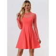 thumbnail image 4 of Vestido de Fiesta Allegra K Patinadora Transparente Melon Rojo L, 4 of 6