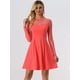 thumbnail image 4 of Vestido de Fiesta Allegra K Patinadora Transparente Melon Rojo L, 4 of 6