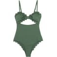 thumbnail image 2 of Traje de baño de una pieza para mujer Traje de baño con ribete festoneado negro sexy Namotu CZJP-HY51-8, 2 of 7