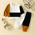 thumbnail image 2 of EnJoCho Toddler Baby Boy Fall Winter Clothes Color 𝖡lock Long Sleeve Sweatshirt Pullover Tops + Joggers Pants Outfit Set, 2 of 7