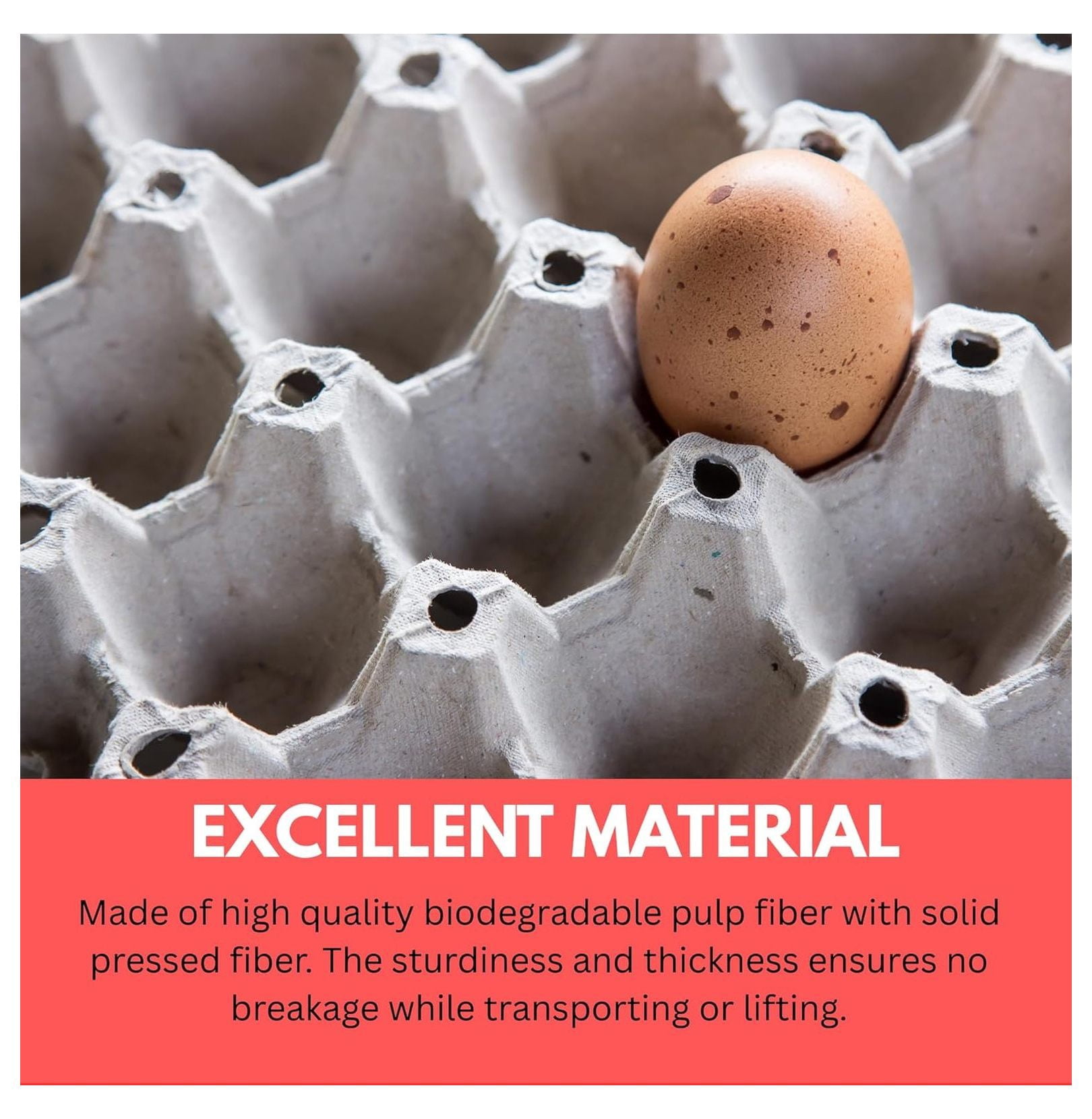 Egg Cartons 130 Pack - 30 Cell Pulp Fiber Flats, Stackable Cardboard Egg Crates for Chicken Eggs, Farm Fresh Storage & Transport