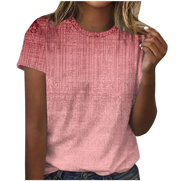 Camiseta de Cuello Redondo de Manga Corta Impresa de los Pantalones Cortos de las Mujeres, Poliéster de Lentejuelas de Partido de Moda