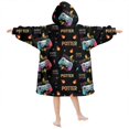 thumbnail image 2 of Game Controller Black Pattern Lamb Fleece Blanket Hoodies for Teens ,Teens Oversize Sherpa Wearable Hooded Blanket Sweatshirt with Super Pockets, 2 of 6