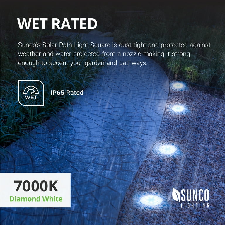 Sunco Lighting 12 Pack Solar Path Lights, Dusk-to-Dawn, 7000K Diamond White, Cross Spike Stake for Easy in Ground Install, Solar Powered LED Landscape Lighting - RoHS/CE Sunco Lighting 12 Pack Solar Path Lights, Dusk-to-Dawn, 7000K Diamond White, Cross Spike Stake for Easy in Ground Install, Solar Powered LED Landscape Lighting - RoHS/CE