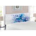thumbnail image 2 of Watercolor Flower Headboard, Floral Background Irises in Fresh Colors Nature Earth, Upholstered Decorative Metal Bed Headboard with Memory Foam, Full Size, Lilac Teal Ecru, by Ambesonne, 2 of 4