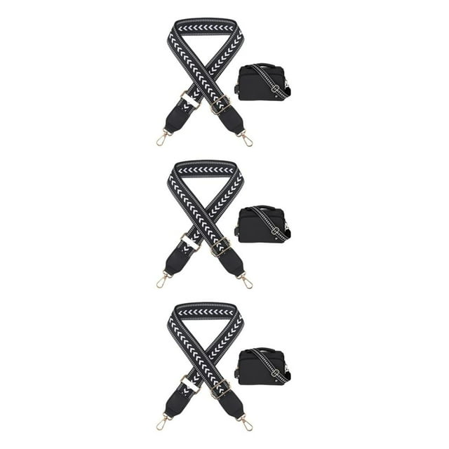 QualitChoice Sangles d'Épaule Résistantes à l'Usure Couture Fine et Sans Fil en Vrac Sangle de Sac Réglable Sac à Main Noir 3Ensemble