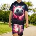 thumbnail image 6 of SGFCWSX Boys 2 Piece Set Hooded Short Sleeve Graphic Print T Shirt Elastic Waist Shorts Summer Casual Outfits for Kids Hot Pink Size 6, 6 of 7