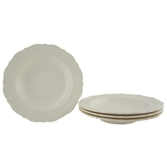 Red Vanilla FE900-420 14 oz Tuscan Villa Soup Bowls, Creamy White & Ivory - 10 in. - Set of 4