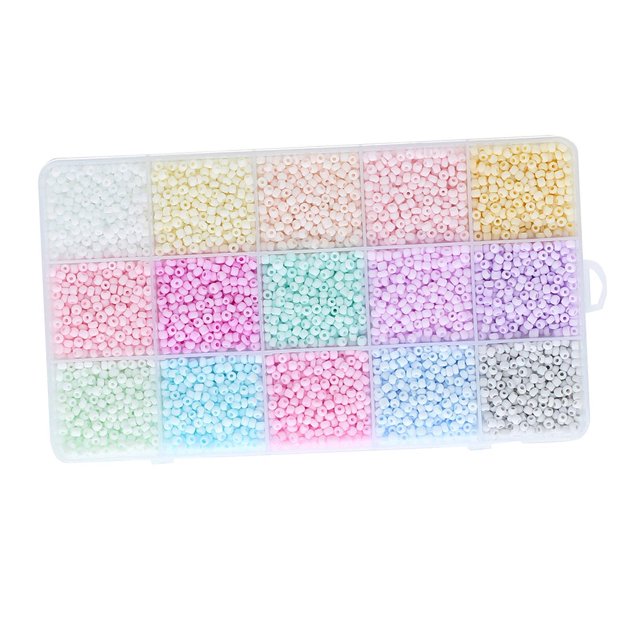Cuentas de semilla de vidrio, cuentas artesanales con caja de almacenamiento, juego de cuentas sueltas coloridas para niñas, cuentas de pulsera para Estilo C