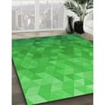 thumbnail image 3 of Ahgly Company Machine Washable Indoor Round Transitional Neon Green Area Rugs, 8' Round, 3 of 7