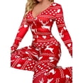 thumbnail image 5 of Seyurigaoka Christmas Jumpsuit for Women Button Long Sleeve Bodycon Romper Cartoon Snowflake / Elk Home Jumpsuit Pajamas Party Wear, 5 of 7
