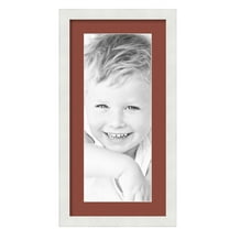 ArtToFrames 12x24" Matted Picture Frame with 8x20" Single Mat Photo Opening Framed in 1.25" Satin White Frame and 2" Cognac Mat (FWM-3966-12x24)