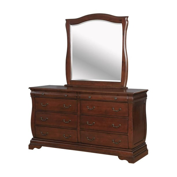 Furniture Of America Adhammer Wood 8 Drawer Dresser With Mirror In Brown Cherry Walmart Com Walmart Com