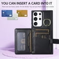 thumbnail image 3 of ELEHOLD Wallet Crossbody for Samsung Galaxy S21 Ultra Case with Lanyard Wrist Strap Credit Card Holder, PU Leather Protective Phone Case with Ring Holder,Black, 3 of 8