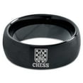 thumbnail image 2 of Tungsten Chess Piece Checkers Game Band Ring 8mm Men Women Comfort Fit Black Dome Brushed Polished, 2 of 4