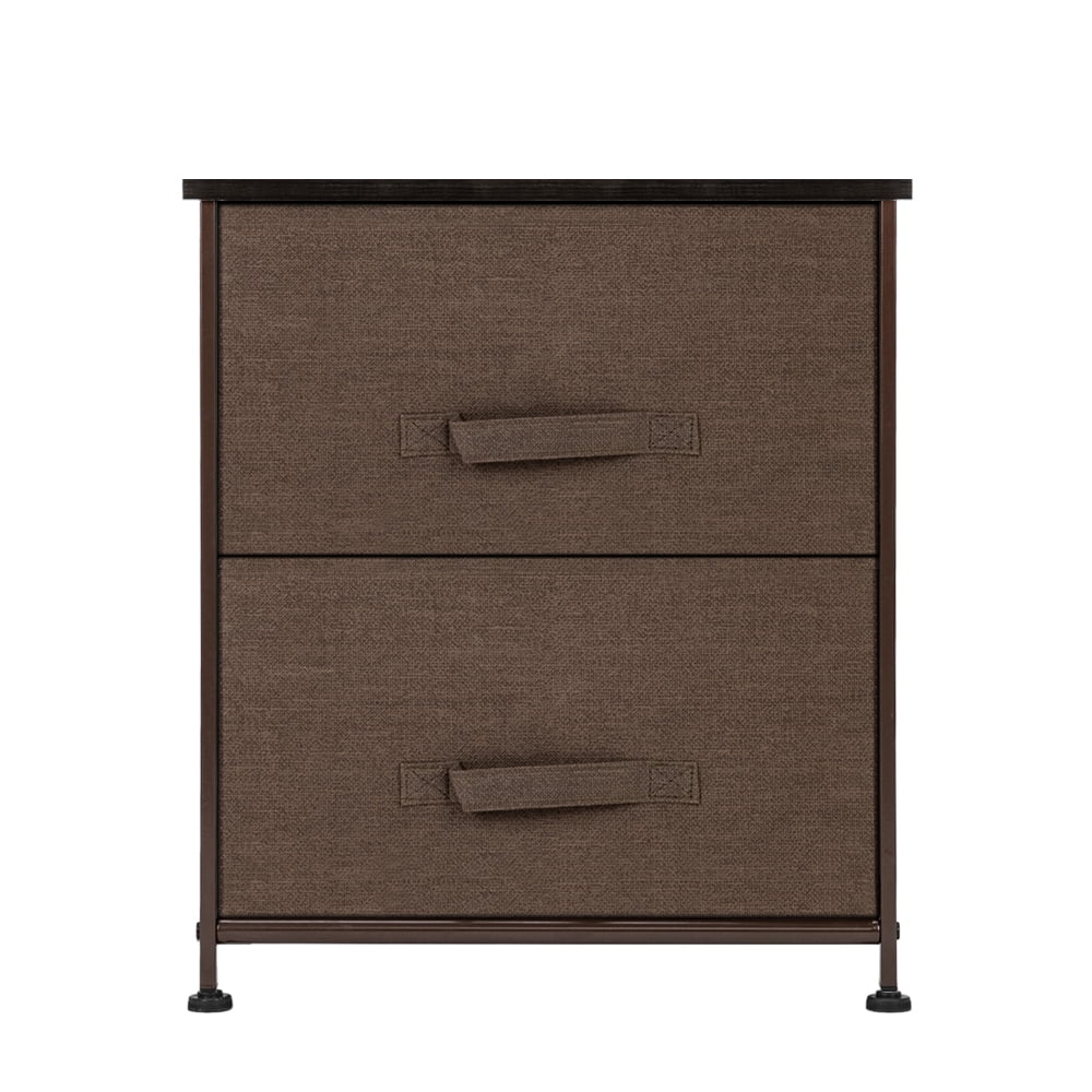 Kepooman Modern End Side Table with Metal Frame & 2 Drawers, Bedroom Storage Nightstand for Living Room Hallway Entryway, Brown Kepooman Modern End Side Table with Metal Frame & 2 Drawers, Bedroom Storage Nightstand for Living Room Hallway Entryway, Brown