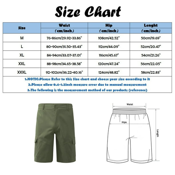 nsendm Mens Pants Adult Male Pants Work Pants Slim Straight Male Summer  Loose Solid Cargo Pant Semi Elastic Waist Zipper Fly Pocket Shorts Soldier  76(Army Green,M) 