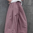 thumbnail image 6 of DJDLJWCJ Big Girls Cargo Pants Straight Leg Multi-pocket School Uniform Pants Elastic Waist Comforty Loose Fit Casual Pants Purple Size 10-11Years, 6 of 6