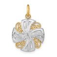 thumbnail image 1 of FB Jewels 14k White and Yellow Two Tone Gold Small Pinwheel Medallion Pendant Two-color and O-ring, 1 of 4
