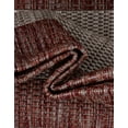 thumbnail image 3 of Unique Loom Outdoor Striped Collection Area Rug - Distressed Stripe (6' 1" Round Rust Red/Gray), 3 of 6