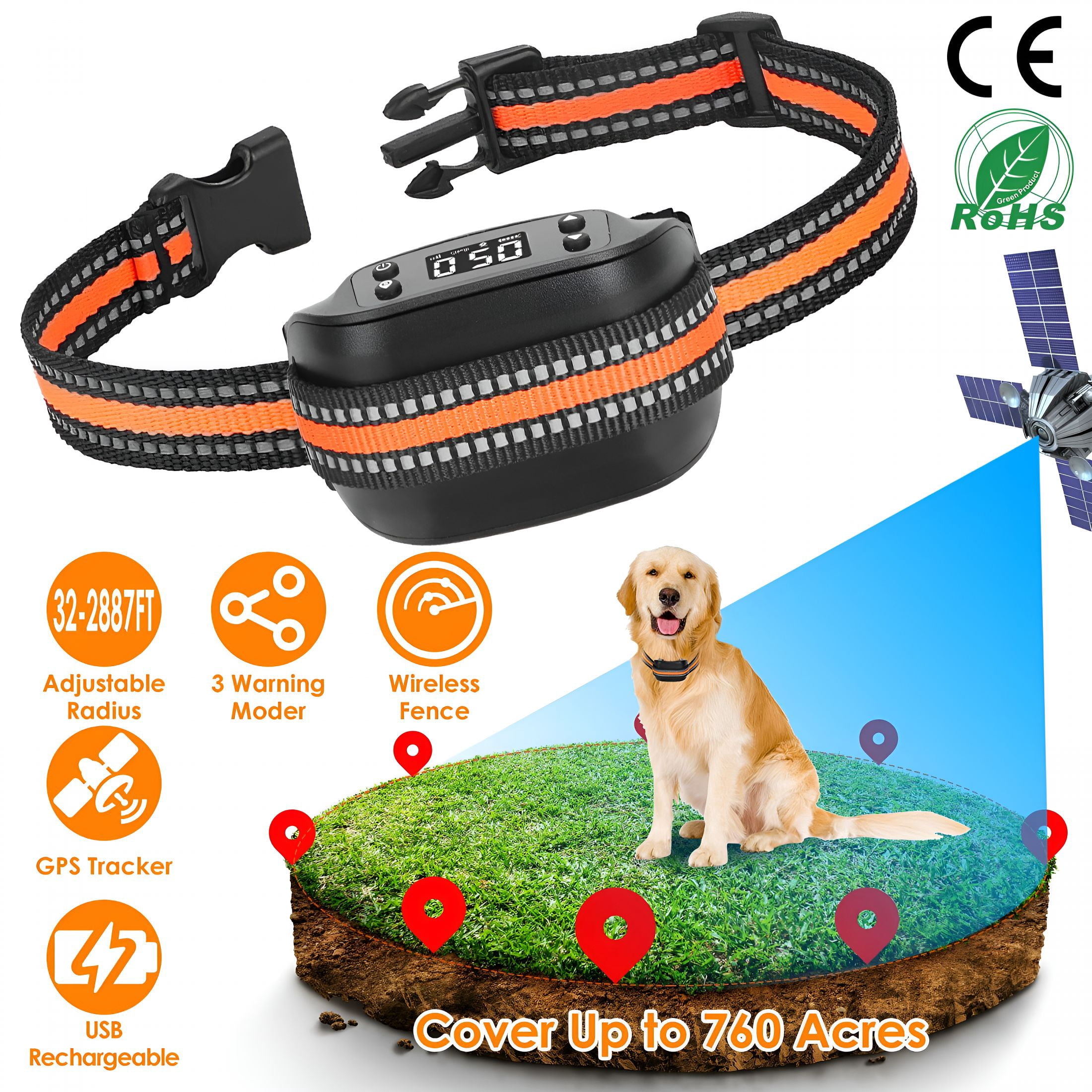 BESTSKY Wireless Dog Fence Electric Dog Collar Fence Pet Containment System Range 32-2887ft Rechargeable Harmless Suitable for All Dogs