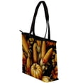 thumbnail image 3 of Thanksgiving Canvas Leather Mix Handheld Bag - Twill, Sponge, Jeanette Material - 30x10.5x39cm/11.8x4.1x15.4in Size, 3 of 5