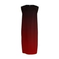 thumbnail image 4 of WTOBBY Women's Gradient Color Fashion Casual Round Neck Sleeveless Elegant Temperament Dress with Pleated Skirt for Special Occasions and Galas,WineM, 4 of 5